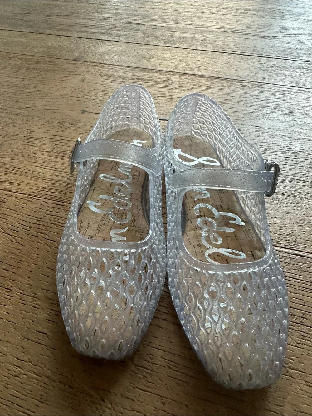 Sam Edelman Clear Glitter Jelly Mary Jane Flats for Girls 4M